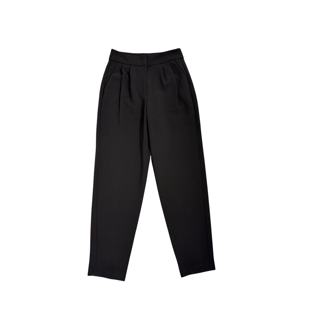 Express Ankle High Ride Tapered Front Pleat Black Preppy Trouser Pants Size 00